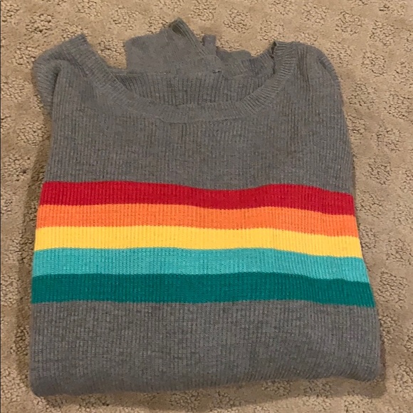 Gray “rainbow striped” Sweater - Picture 1 of 4